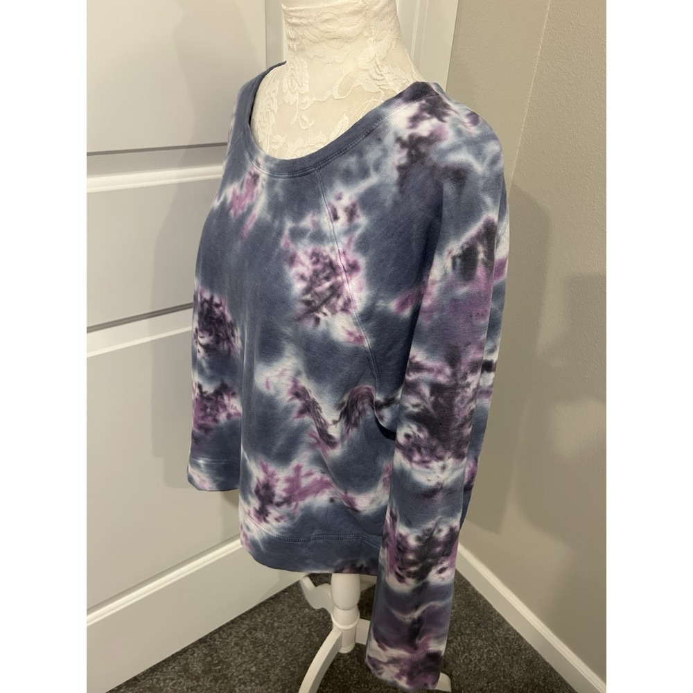 Urban Rebel Cropped Tie Dye Sweatshirt Sz L Oversized Blue Cotton Blend Trendy - Picture 4 of 14